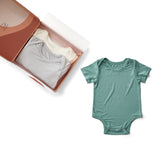 Set of 3 Organic Bamboo Spandex Bodysuit- Gift set - White/Soft Sage/Grey